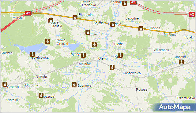 mapa Oleksin gmina Kotuń, Oleksin gmina Kotuń na mapie Targeo