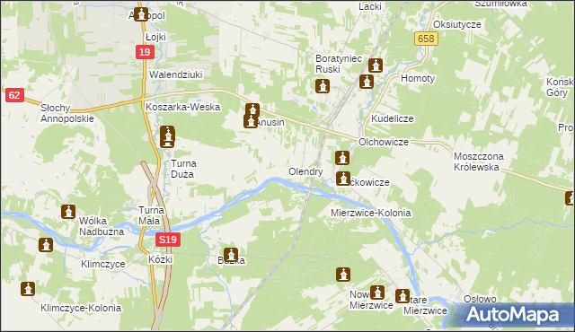 mapa Olendry gmina Siemiatycze, Olendry gmina Siemiatycze na mapie Targeo