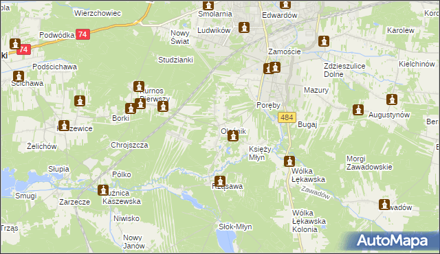 mapa Oleśnik gmina Bełchatów, Oleśnik gmina Bełchatów na mapie Targeo