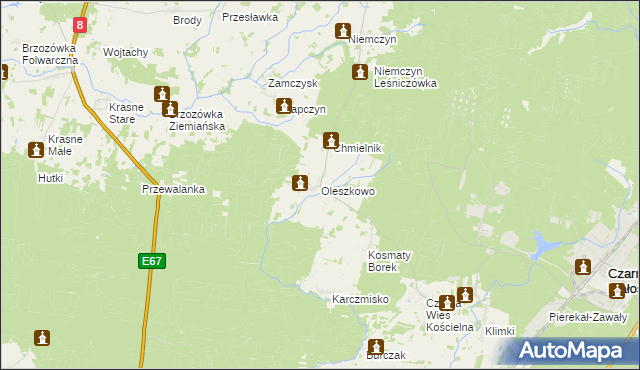 mapa Oleszkowo, Oleszkowo na mapie Targeo