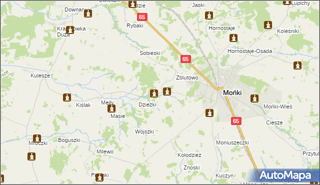 mapa Oliszki gmina Mońki, Oliszki gmina Mońki na mapie Targeo