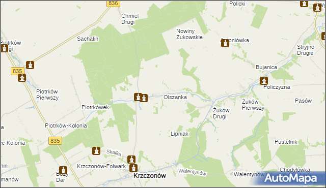 mapa Olszanka gmina Krzczonów, Olszanka gmina Krzczonów na mapie Targeo