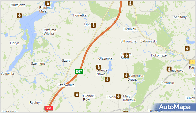 mapa Olszanka gmina Szypliszki, Olszanka gmina Szypliszki na mapie Targeo