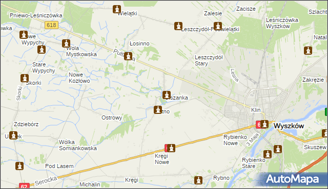 mapa Olszanka gmina Wyszków, Olszanka gmina Wyszków na mapie Targeo