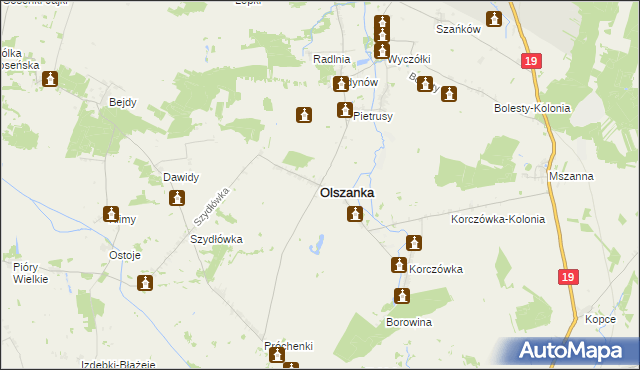 mapa Olszanka powiat łosicki, Olszanka powiat łosicki na mapie Targeo