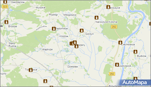 mapa Olszany gmina Rudna, Olszany gmina Rudna na mapie Targeo