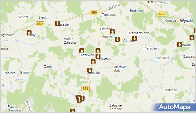 mapa Olszewo gmina Brańsk, Olszewo gmina Brańsk na mapie Targeo