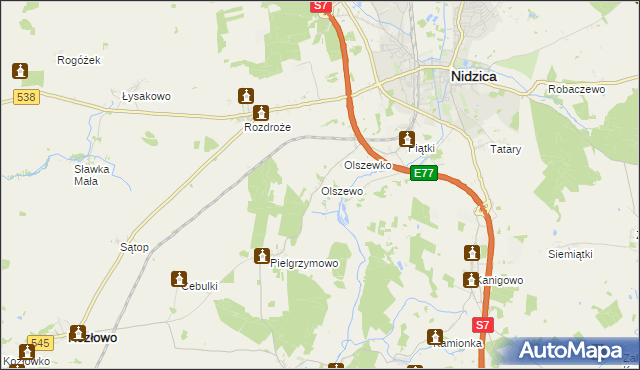 mapa Olszewo gmina Nidzica, Olszewo gmina Nidzica na mapie Targeo