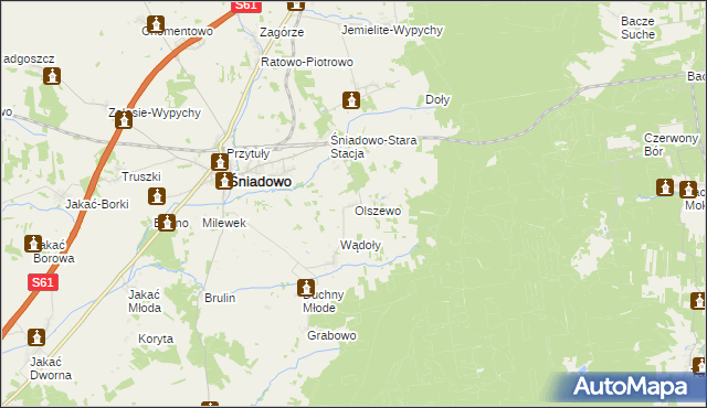 mapa Olszewo gmina Śniadowo, Olszewo gmina Śniadowo na mapie Targeo