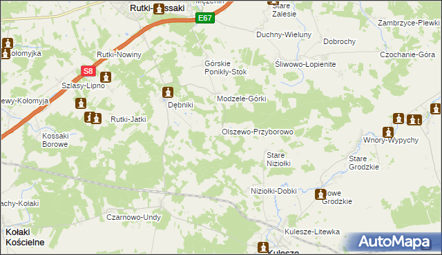 mapa Olszewo-Przyborowo, Olszewo-Przyborowo na mapie Targeo