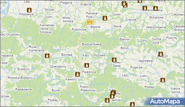 mapa Olszowa gmina Zakliczyn, Olszowa gmina Zakliczyn na mapie Targeo