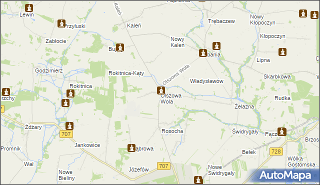 mapa Olszowa Wola, Olszowa Wola na mapie Targeo