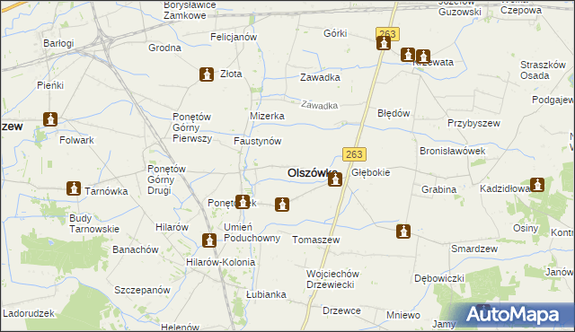 mapa Olszówka powiat kolski, Olszówka powiat kolski na mapie Targeo