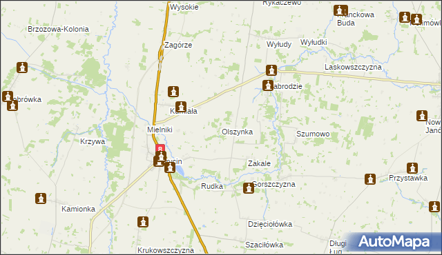 mapa Olszynka gmina Korycin, Olszynka gmina Korycin na mapie Targeo