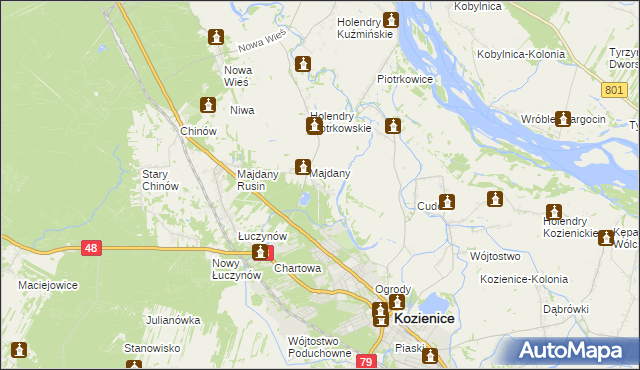 mapa Opatkowice gmina Kozienice, Opatkowice gmina Kozienice na mapie Targeo