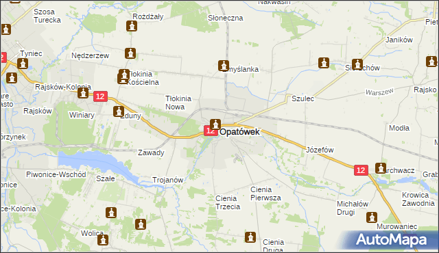 mapa Opatówek powiat kaliski, Opatówek powiat kaliski na mapie Targeo