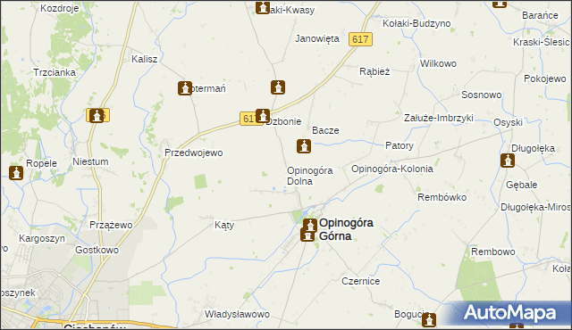 mapa Opinogóra Dolna, Opinogóra Dolna na mapie Targeo