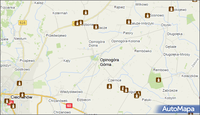 mapa Opinogóra Górna, Opinogóra Górna na mapie Targeo