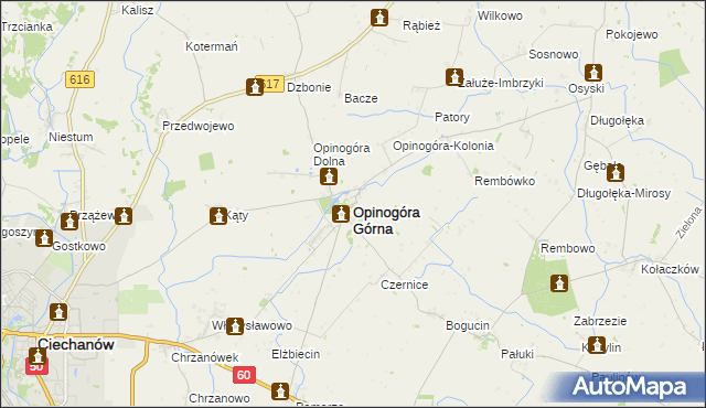 mapa Opinogóra Górna, Opinogóra Górna na mapie Targeo