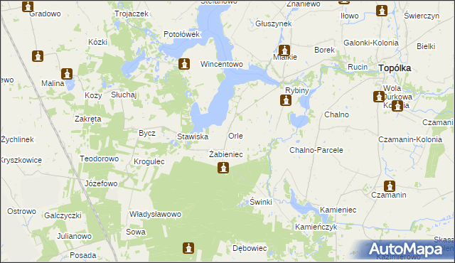 mapa Orle gmina Topólka, Orle gmina Topólka na mapie Targeo