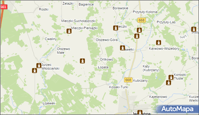 mapa Orlikowo, Orlikowo na mapie Targeo