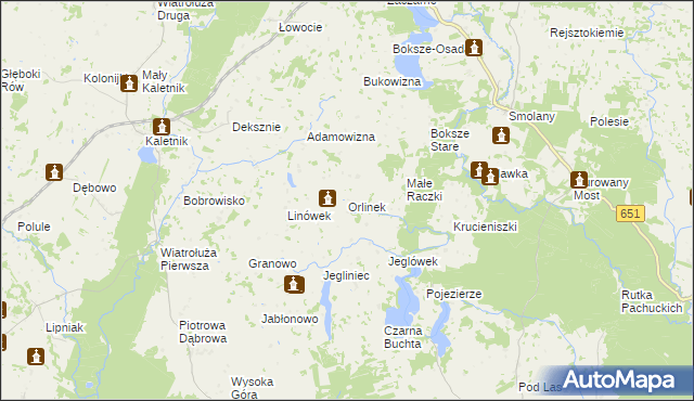 mapa Orlinek gmina Krasnopol, Orlinek gmina Krasnopol na mapie Targeo