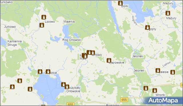 mapa Orłowo gmina Wydminy, Orłowo gmina Wydminy na mapie Targeo