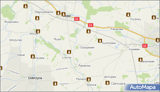 mapa Orpiszewek, Orpiszewek na mapie Targeo