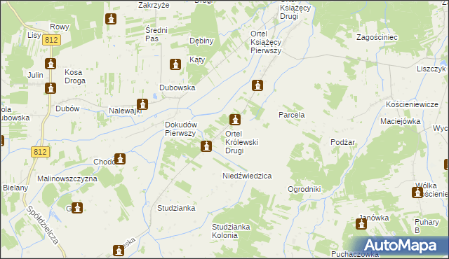 mapa Ortel Królewski Drugi, Ortel Królewski Drugi na mapie Targeo