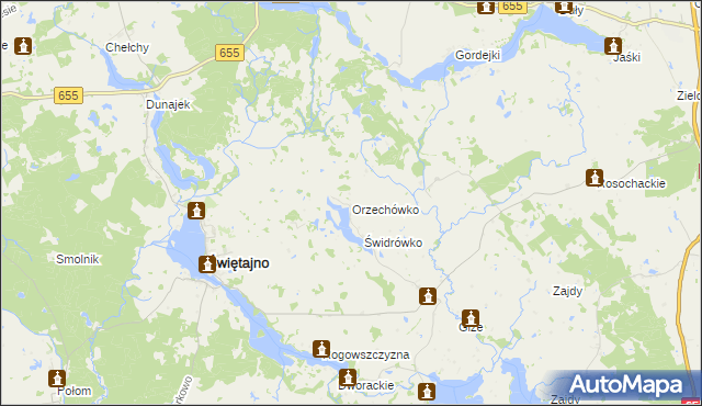 mapa Orzechówko gmina Świętajno, Orzechówko gmina Świętajno na mapie Targeo