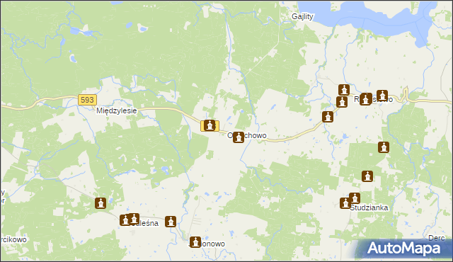 mapa Orzechowo gmina Dobre Miasto, Orzechowo gmina Dobre Miasto na mapie Targeo