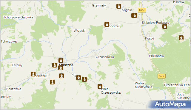 mapa Orzeszówka, Orzeszówka na mapie Targeo