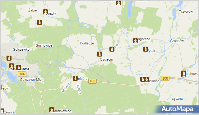 mapa Ościęcin, Ościęcin na mapie Targeo