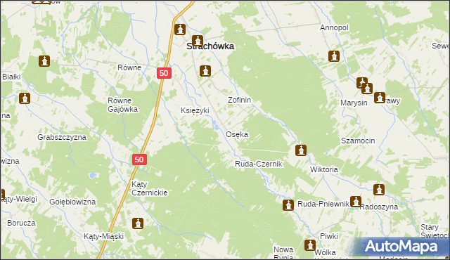 mapa Osęka, Osęka na mapie Targeo