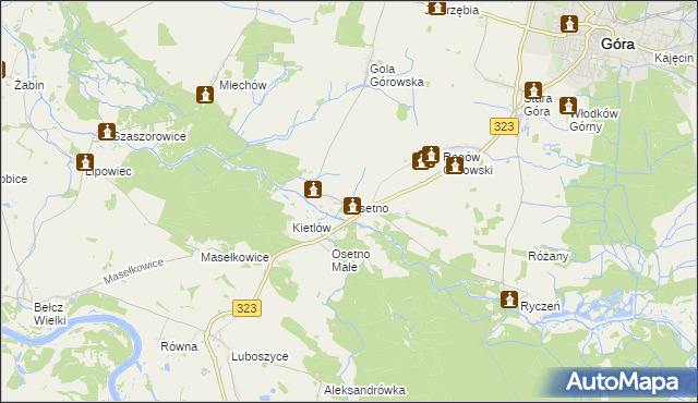 mapa Osetno gmina Góra, Osetno gmina Góra na mapie Targeo