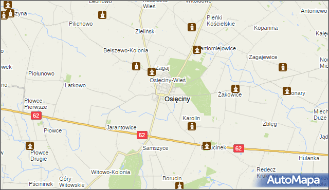 mapa Osięciny, Osięciny na mapie Targeo