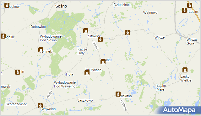 mapa Osiek gmina Koronowo, Osiek gmina Koronowo na mapie Targeo