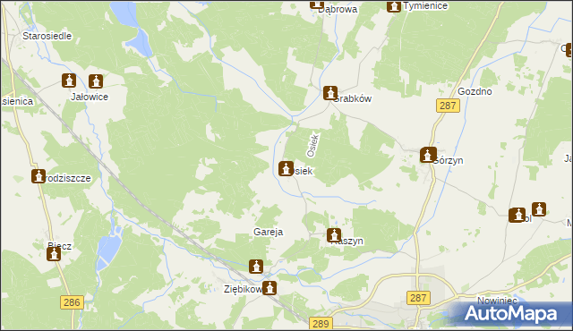 mapa Osiek gmina Lubsko, Osiek gmina Lubsko na mapie Targeo