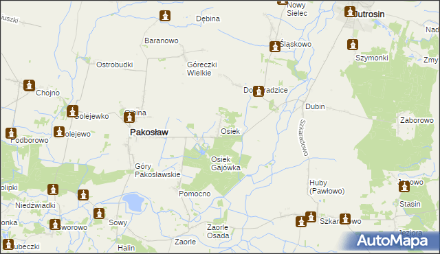 mapa Osiek gmina Pakosław, Osiek gmina Pakosław na mapie Targeo