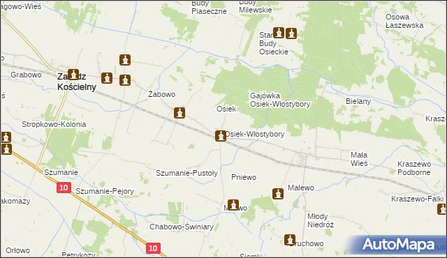 mapa Osiek-Włostybory, Osiek-Włostybory na mapie Targeo