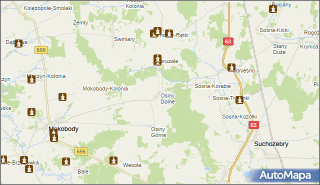 mapa Osiny Dolne, Osiny Dolne na mapie Targeo