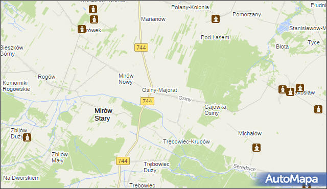 mapa Osiny gmina Mirzec, Osiny gmina Mirzec na mapie Targeo