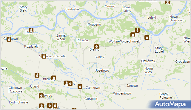 mapa Osiny gmina Rząśnik, Osiny gmina Rząśnik na mapie Targeo