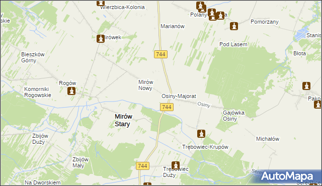 mapa Osiny-Majorat, Osiny-Majorat na mapie Targeo