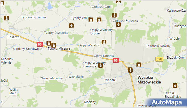 mapa Osipy-Kolonia, Osipy-Kolonia na mapie Targeo