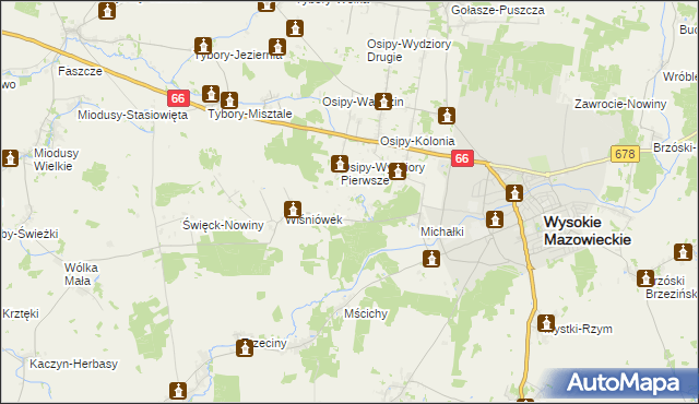 mapa Osipy-Zakrzewizna, Osipy-Zakrzewizna na mapie Targeo