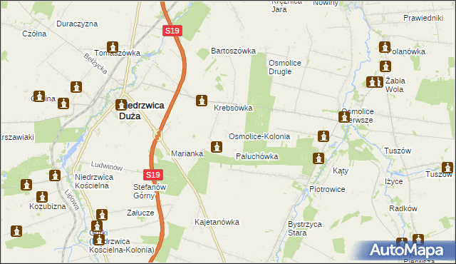 mapa Osmolice-Kolonia, Osmolice-Kolonia na mapie Targeo