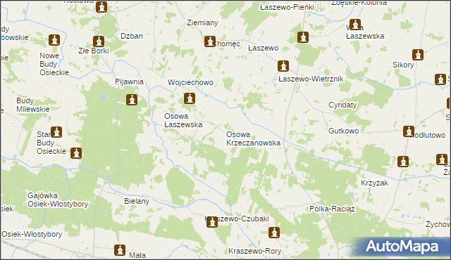 mapa Osowa Krzeczanowska, Osowa Krzeczanowska na mapie Targeo