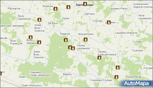 mapa Osowa Łaszewska, Osowa Łaszewska na mapie Targeo