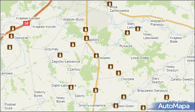 mapa Osowiec gmina Zambrów, Osowiec gmina Zambrów na mapie Targeo